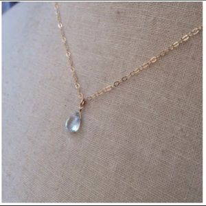 Aquamarine teardrop necklace, March birthstone necklace